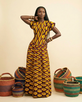 Isioma Ankara Ankle-Length Dress - Elegant Statement - front-facing view
