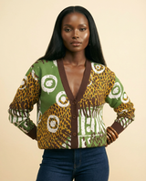 April Design 3: Luxe Birdseye Jacquard Knit Cardigan - front-facing view