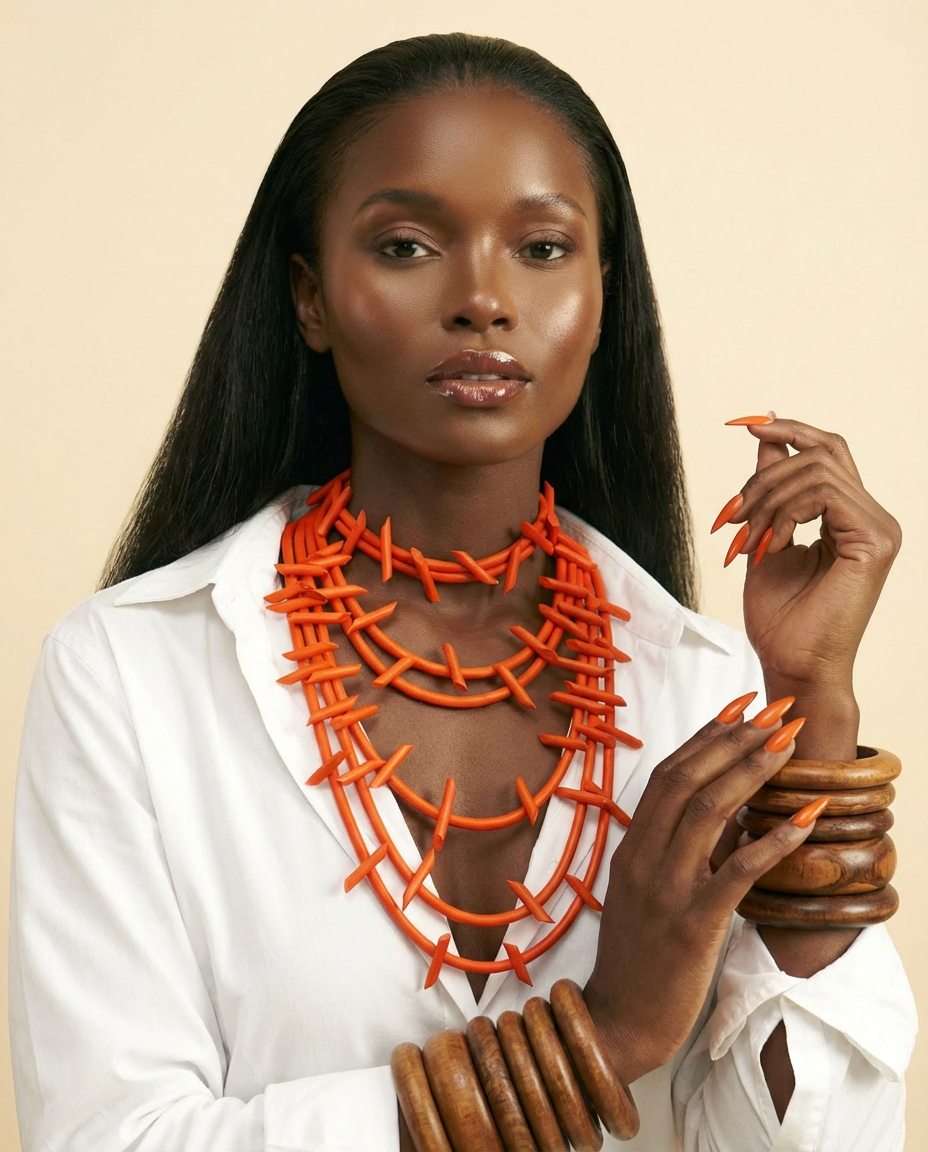 UKEBAY Gothic Choker Necklace: Red Statement Rubber Pendant Chain - front-facing view