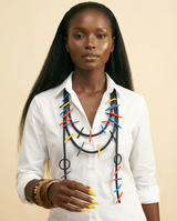 UKEBAY Retro Multi-Layered Vivid Line Necklace | Statement Gothic Chic - front-facing view
