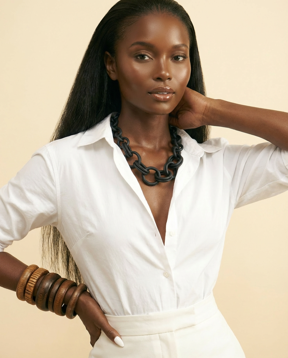 Handmade Rubber Choker: Avant-Garde Ethnic Chic Necklace - front-facing view