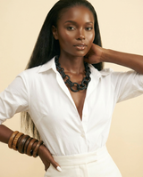 Handmade Rubber Choker: Avant-Garde Ethnic Chic Necklace - front-facing view