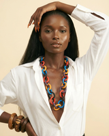 Statement Multicolor Rubber Choker Necklace - Luxury Designer Style - front-facing view