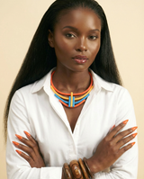 Geometric Choker Necklace - Handmade Multicolor Rubber & Aluminum - front-facing view