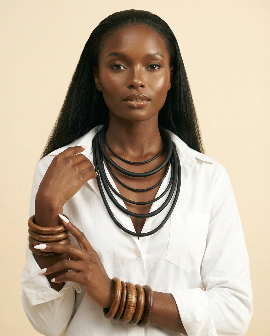 Avant-Garde Black Rubber Choker – Modern Punk Edge - front-facing view