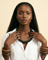 Rubber Choker Necklace - Handmade Short Collar Torque for Women - front-facing view
