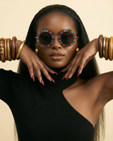 Chic Rhinestone Round Sunglasses | Punk UV400 Shades for Women & Men - front-facing view