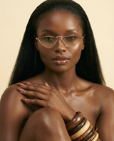 OEC CPO Metal Cat Eye Sunglasses | Punk-Chic UV400 Clear Ocean Lenses - front-facing view