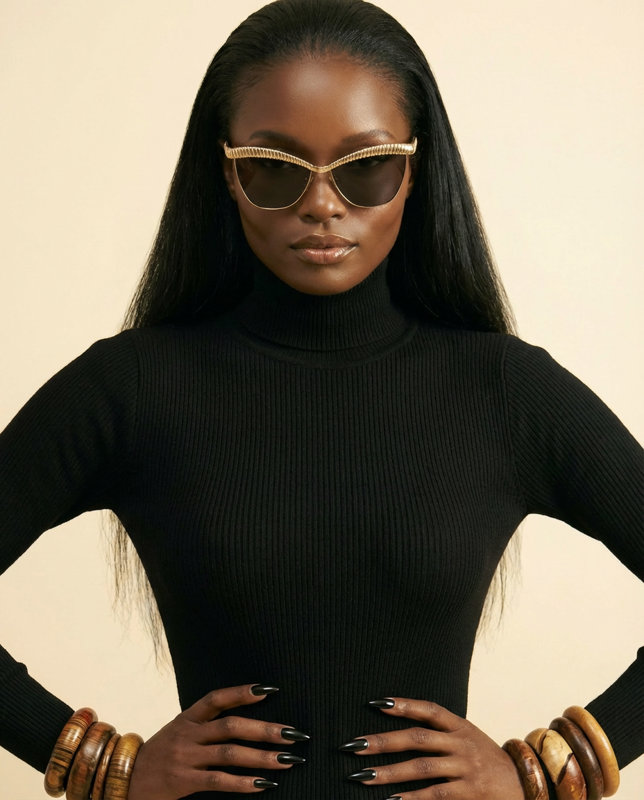 Chic Cat-Eye Half-Frame Sunglasses | Gradient Luxe Ladies Eyewear - front-facing view