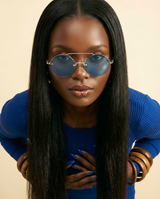KAMMPT Vintage Rimless Round Sunglasses - UV400 Double Bridge Design - front-facing view