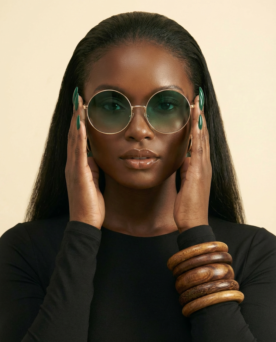 Luxe Oversized Round Gradient Sunglasses - Vintage Chic - front-facing view