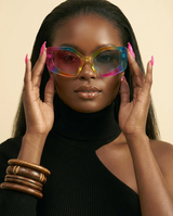 KAMMPT Polygon Gradient Sunglasses: Chic UV400 Designer Shades for Women - front-facing view