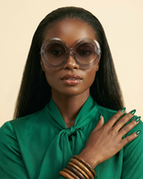 KAMMPT Oversized Vintage Gradient Round Sunglasses - UV400 Black - front-facing view