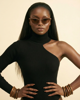 Vintage Cateye Punk Sunglasses - Unique Retro Semi-Rimless Tea Lens Eyewear - front-facing view