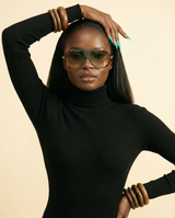 Chic Vintage Pilot Gradient Sunglasses - Women's Luxury Double Bridge Shades - front-facing view