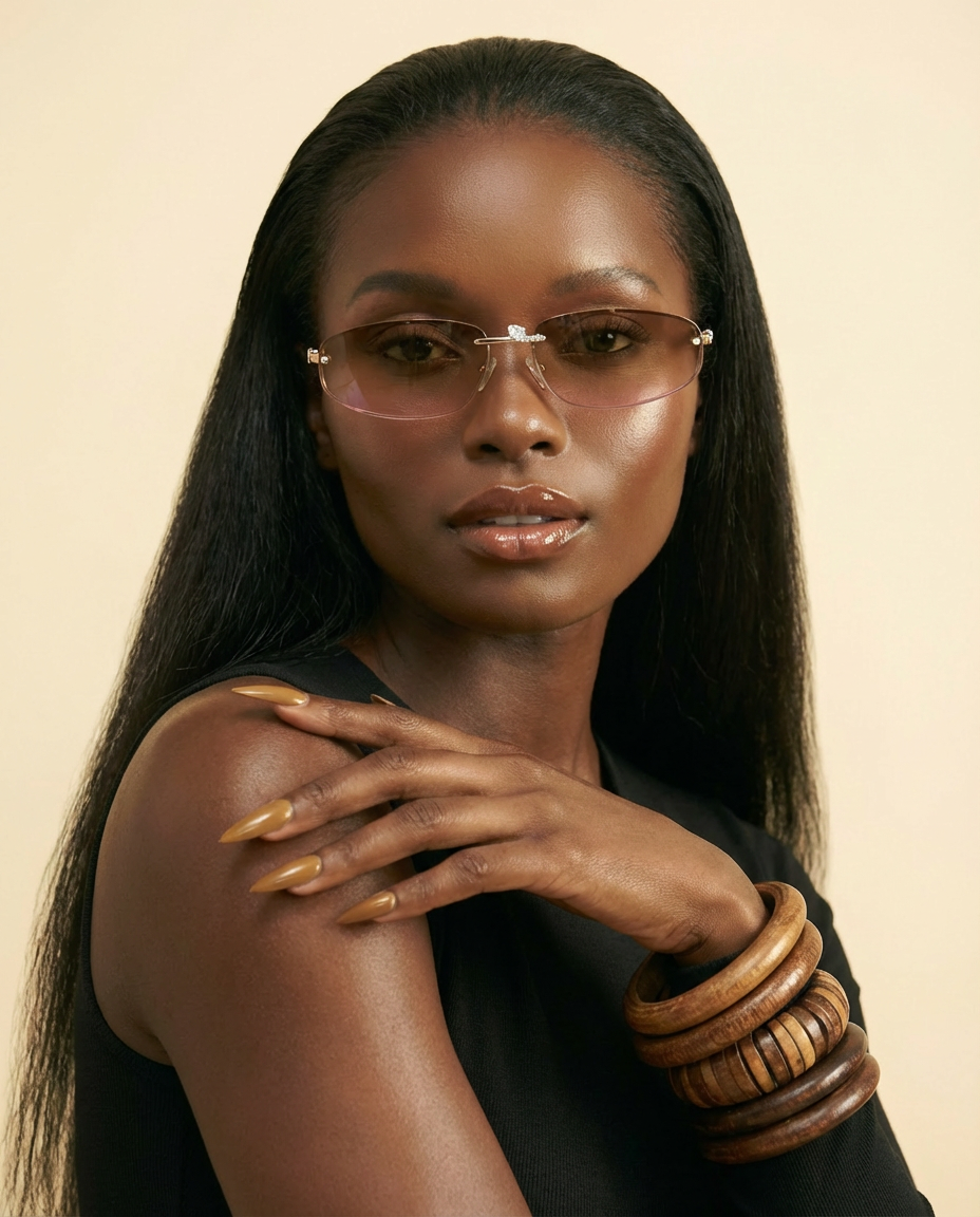 Rimless Elegance Sunglasses - Women's Designer UV400 Shades - front-facing view