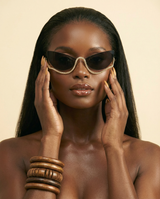 Vintage Rhinestone Cat Eye Sunglasses - Luxury Rimless Shades - front-facing view