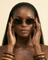Luxury Retro Oval Sunglasses - Leopard Print UV400 Designer Shades - front-facing view