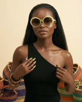 Vintage Glamour Gradient Round Sunglasses - UV400 Chic Shades - front-facing view