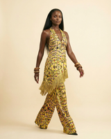 Bohemian Fringe Wide-Leg Pants & Top Set | Luxe Resort Wear - front-facing view