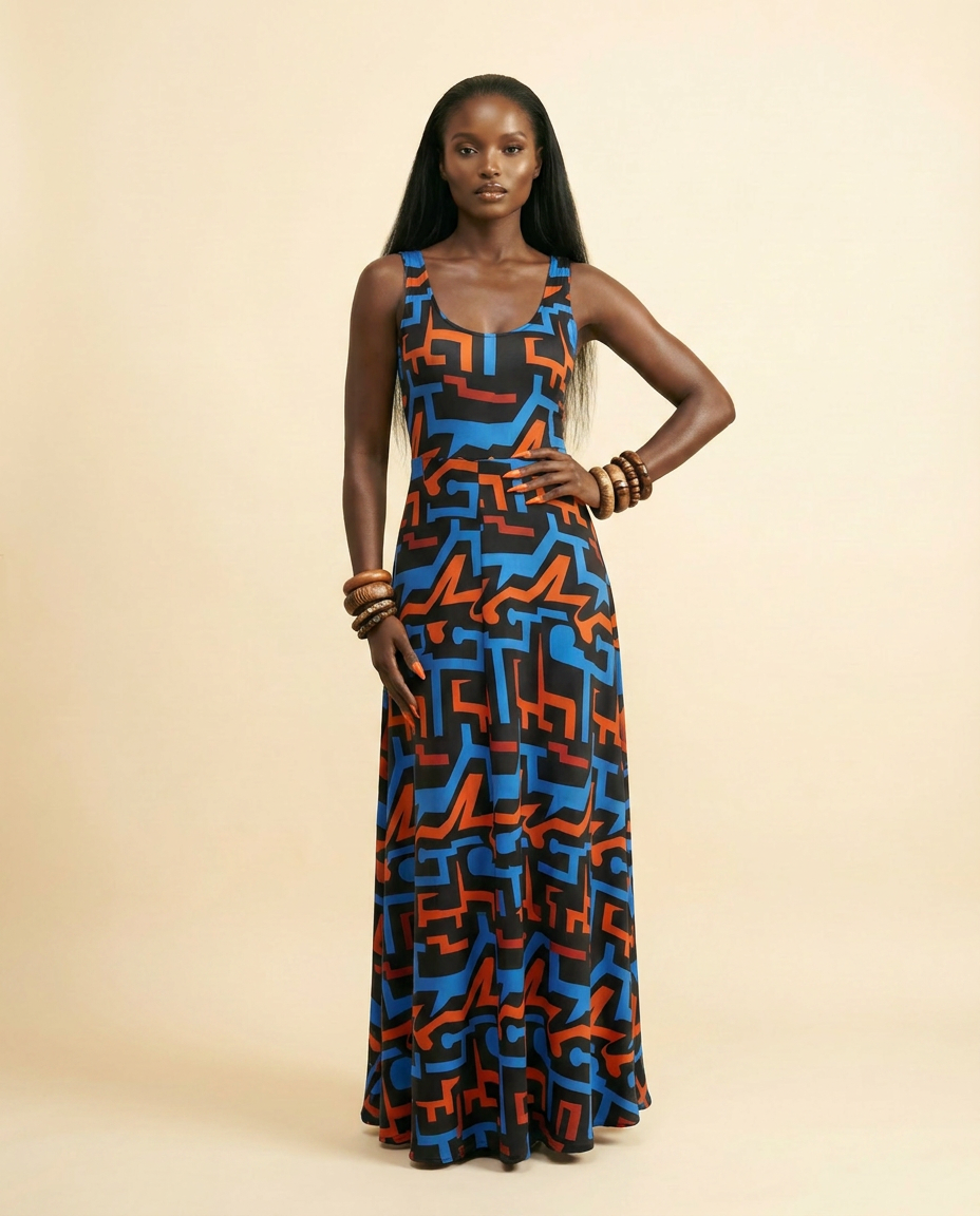 Rue de la Paix Silk Blend Maxi Dress - Parisian Chic - front-facing view