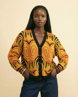 Luxe Birdseye Jacquard Knit Cardigan - front-facing view