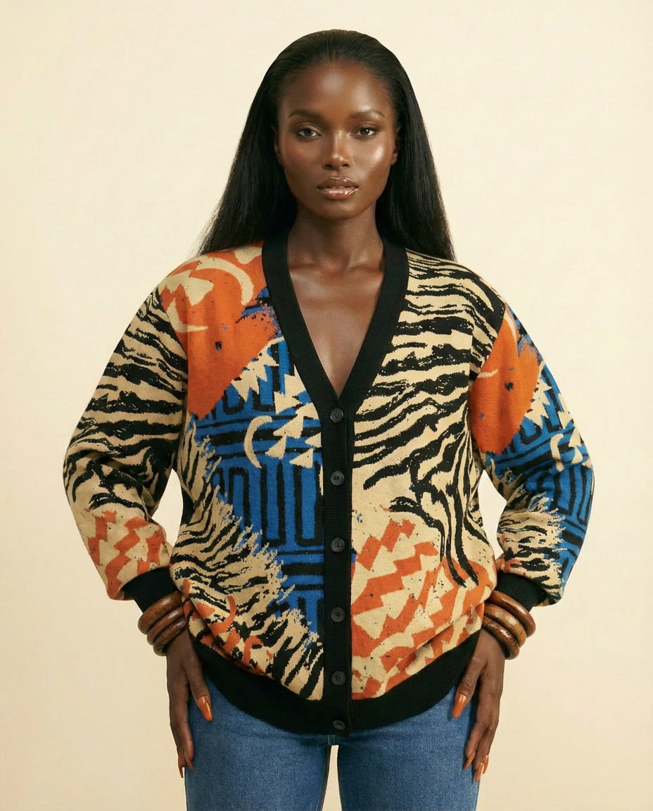 Rue de Rivoli Jacquard Knit Cardigan - Bespoke Artistry - front-facing view