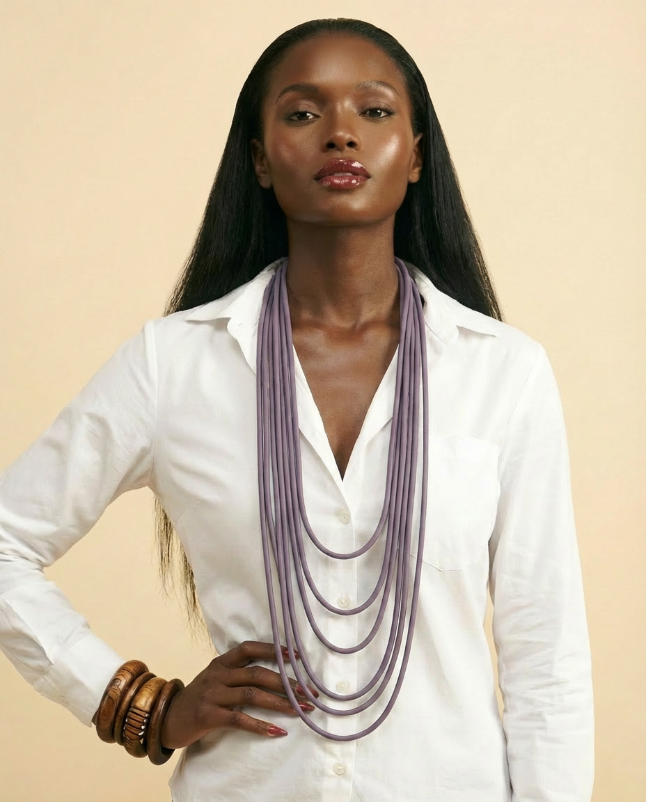 Statement Choker: Luxury Handmade Rubber Necklace for Women - front-facing view