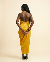 Abiacham Silk-Blend Maxi Dress - Elegant Evening Gown - back view