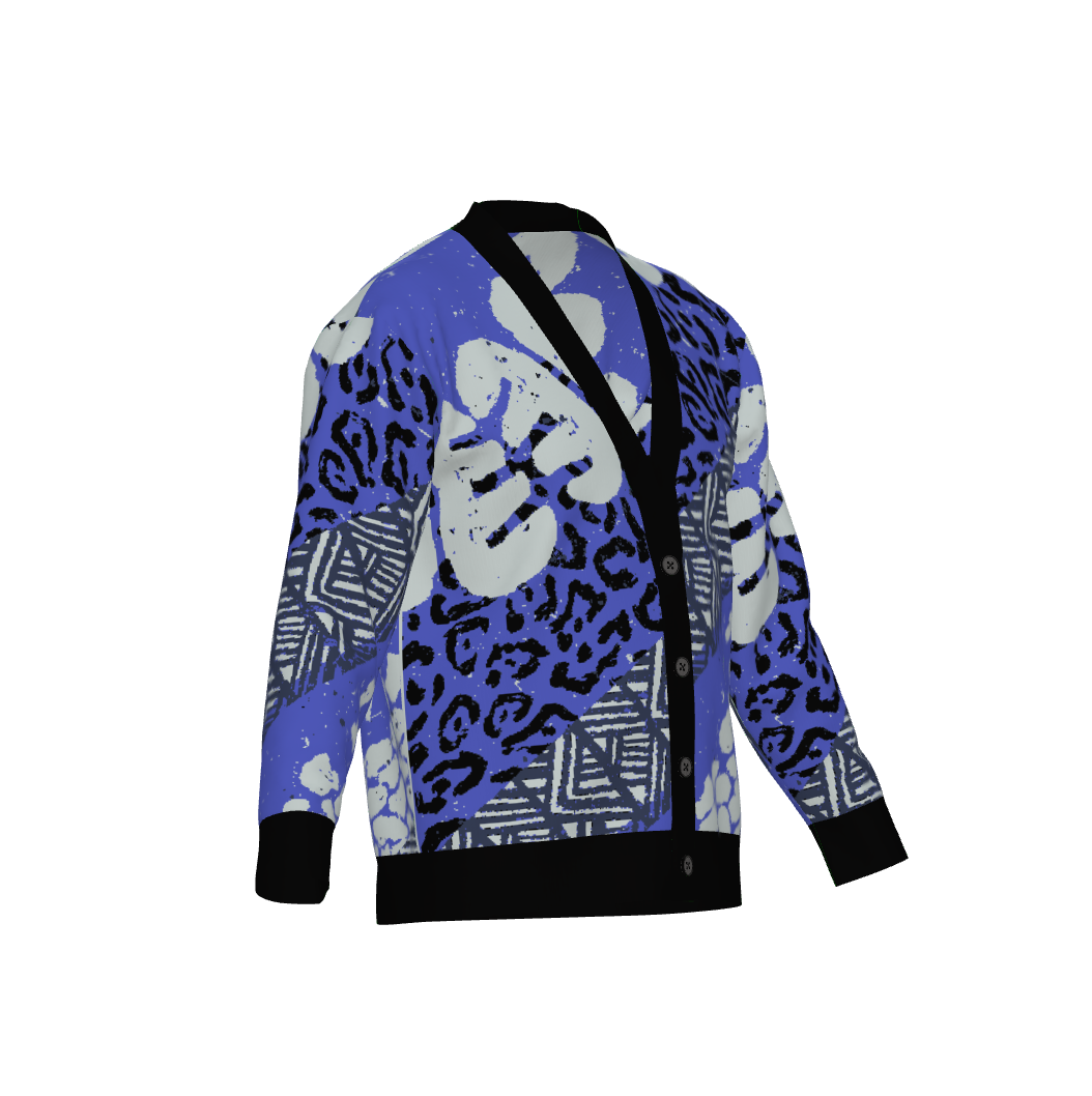 Luxury 'Purple Elephant' Jacquard Knit Cardigan