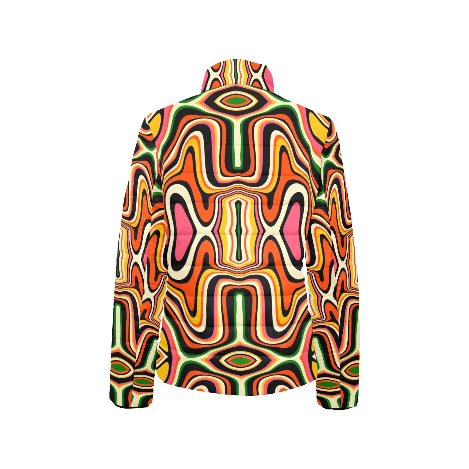 Kene Women's Stand Collar Padded Jacket – All-Over Print