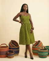 Amara Ankara Print Strapless Midi Dress - Elegant African Fashion - front view