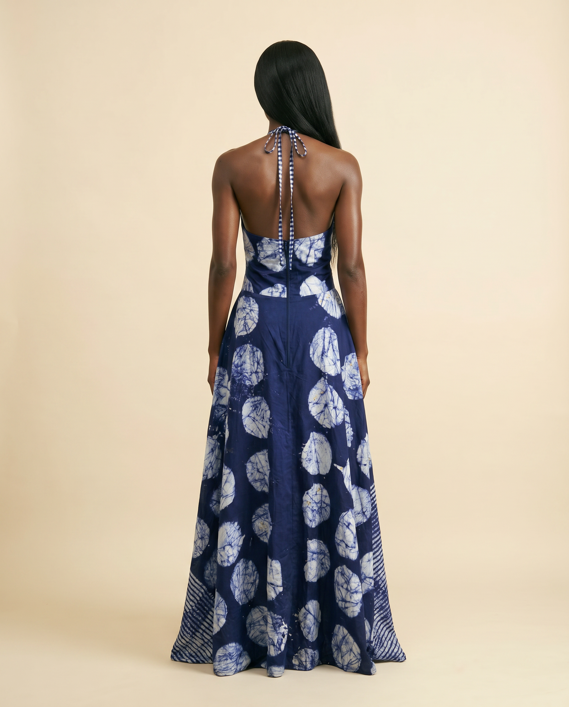 Akpa Adire Halter Maxi Dress - Flowy & Elegant