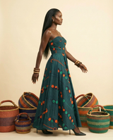 Cici Ankara Strapless Gown - Elegant African Print Maxi Dress - side view